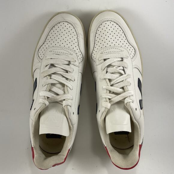 Veja V-10 Nautico Pekin Red Blue White Leather Sneaker Shoes Womens Size 6 - Picture 6 of 9